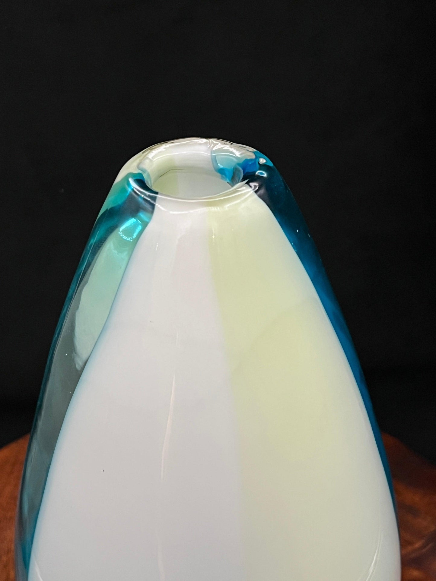 Carlo Moretti Italian Blue and Cream Striped Carousel Vase - That’s My JAmm
