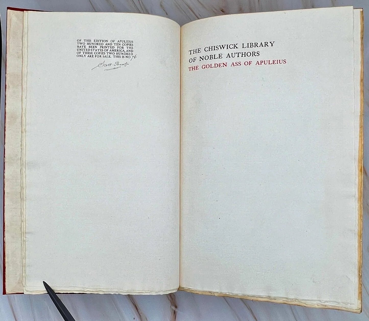 Close-up of the limitation page stating this is copy number 76 from the limited edition print run.
