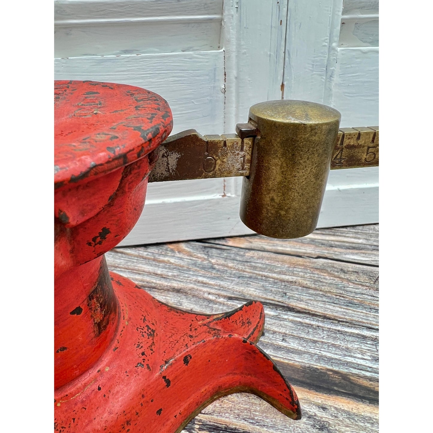 Antique Red Split Tail Cast Iron & Brass Howe Company Scale