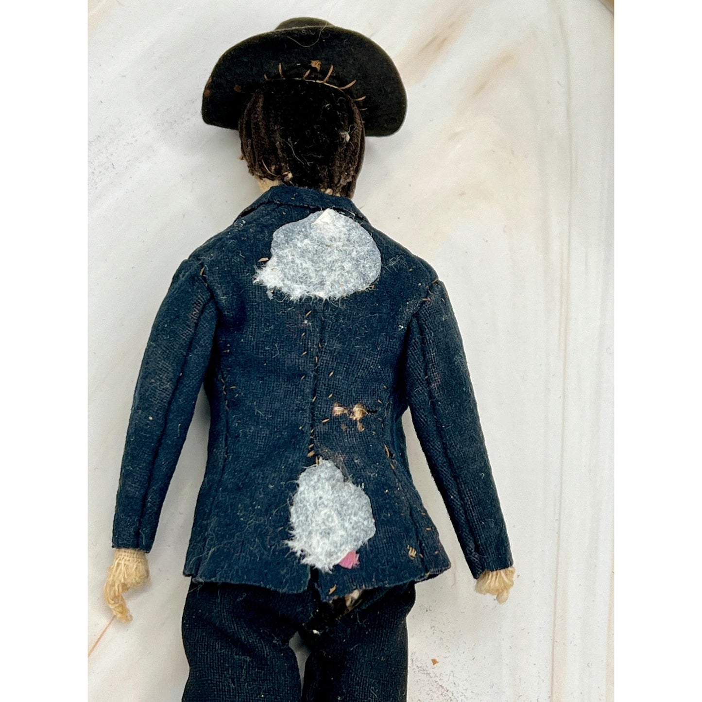 Antique Vintage Doll in Black Suit with Hat - Early 20th Century Collectible