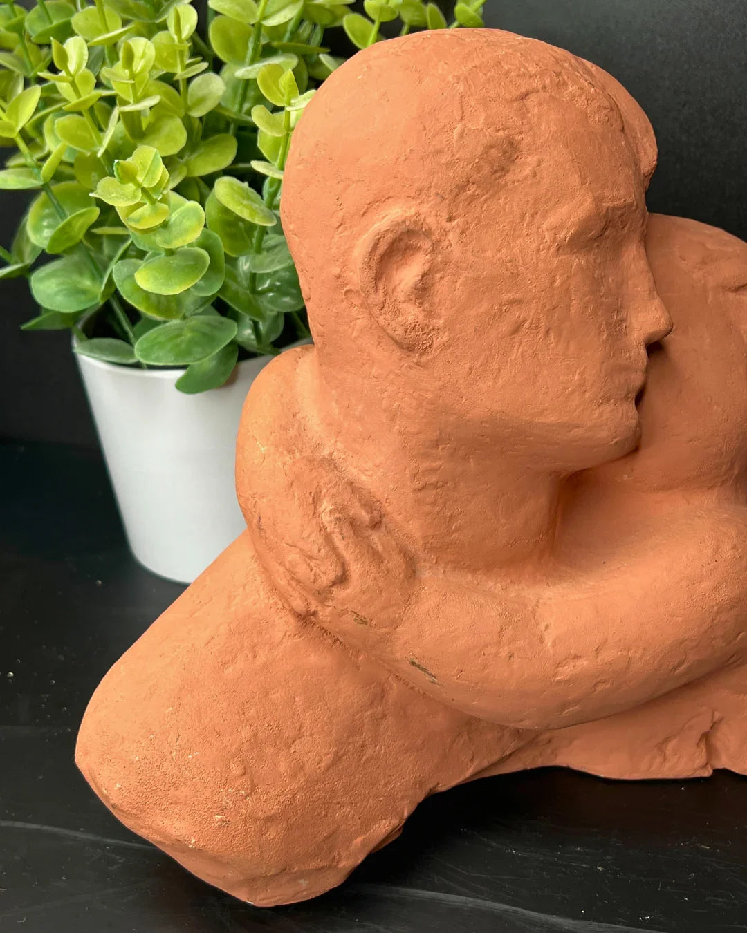 Vintage Klara Sever "The Embrace" Sculpture for Austin Productions | Mid-Century Modern Brutalist Terracotta Style Statue | 1970s Art