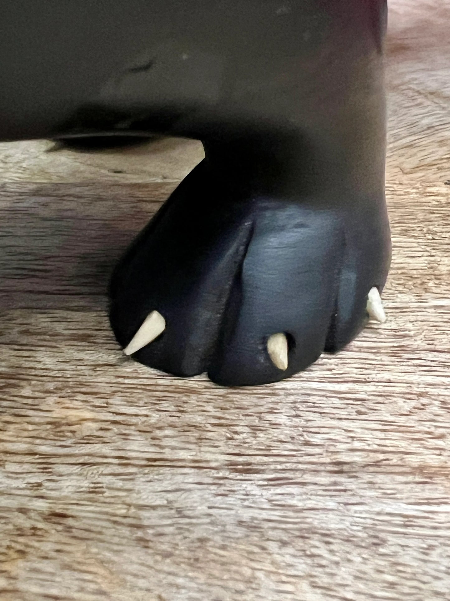 Mid-Century Hand-Carved 11.5” Black Panther Ebony Wood Statue
