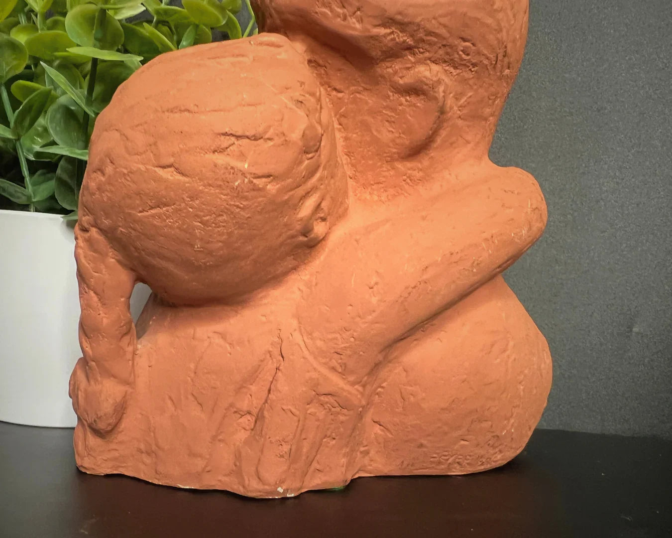 Vintage Klara Sever "The Embrace" Sculpture for Austin Productions | Mid-Century Modern Brutalist Terracotta Style Statue | 1970s Art