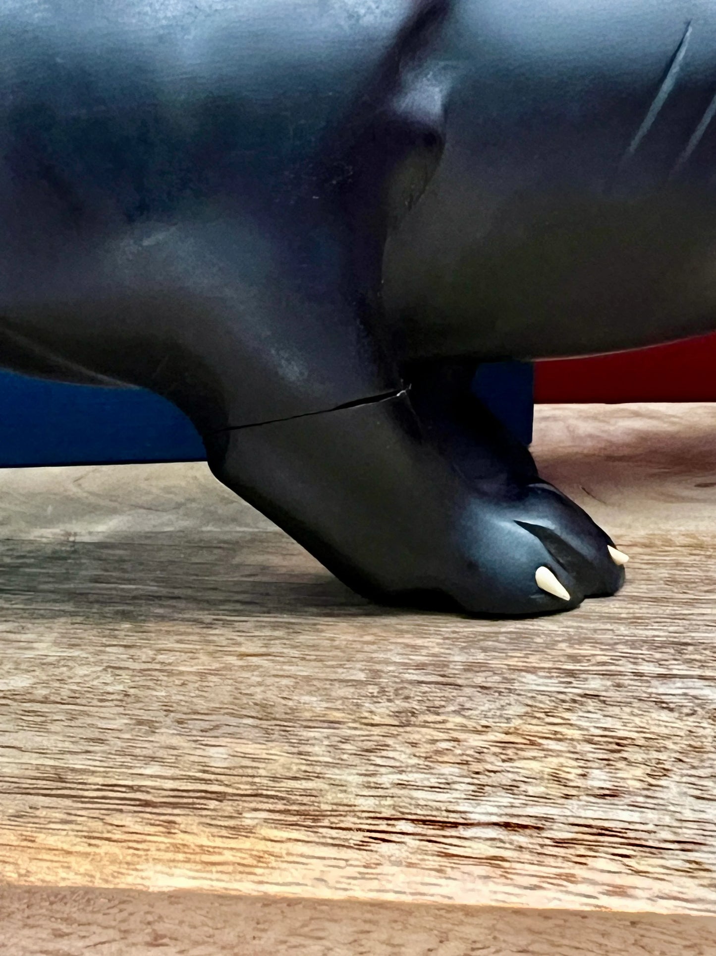 Mid-Century Hand-Carved 11.5” Black Panther Ebony Wood Statue