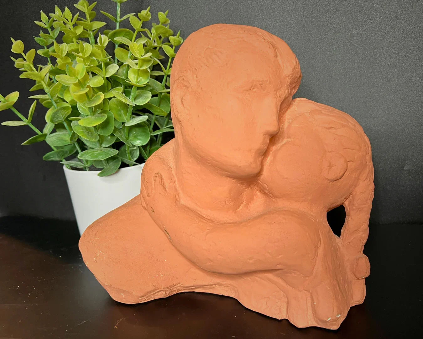 Vintage Klara Sever "The Embrace" Sculpture for Austin Productions | Mid-Century Modern Brutalist Terracotta Style Statue | 1970s Art