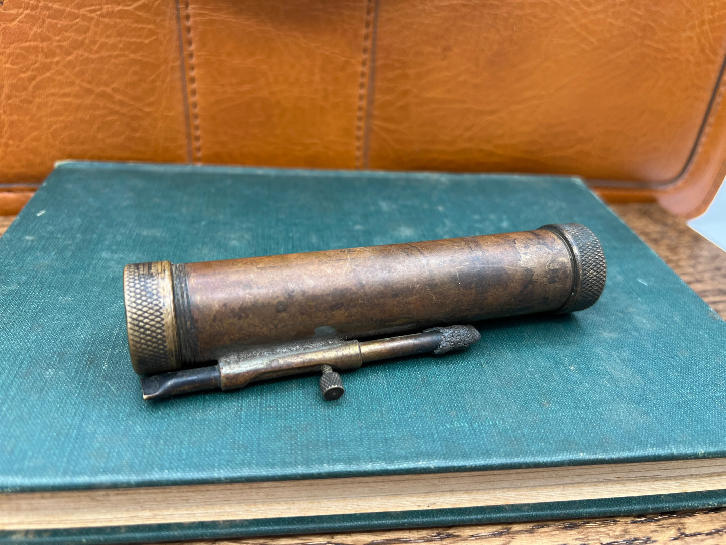 Vintage Solid Bronze Pocket Telescope Scope & Sight Level - Antique Brass Optic