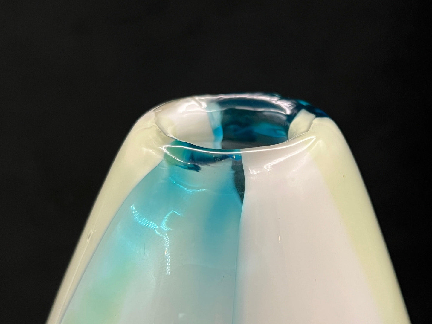 Carlo Moretti Italian Blue and Cream Striped Carousel Vase - That’s My JAmm