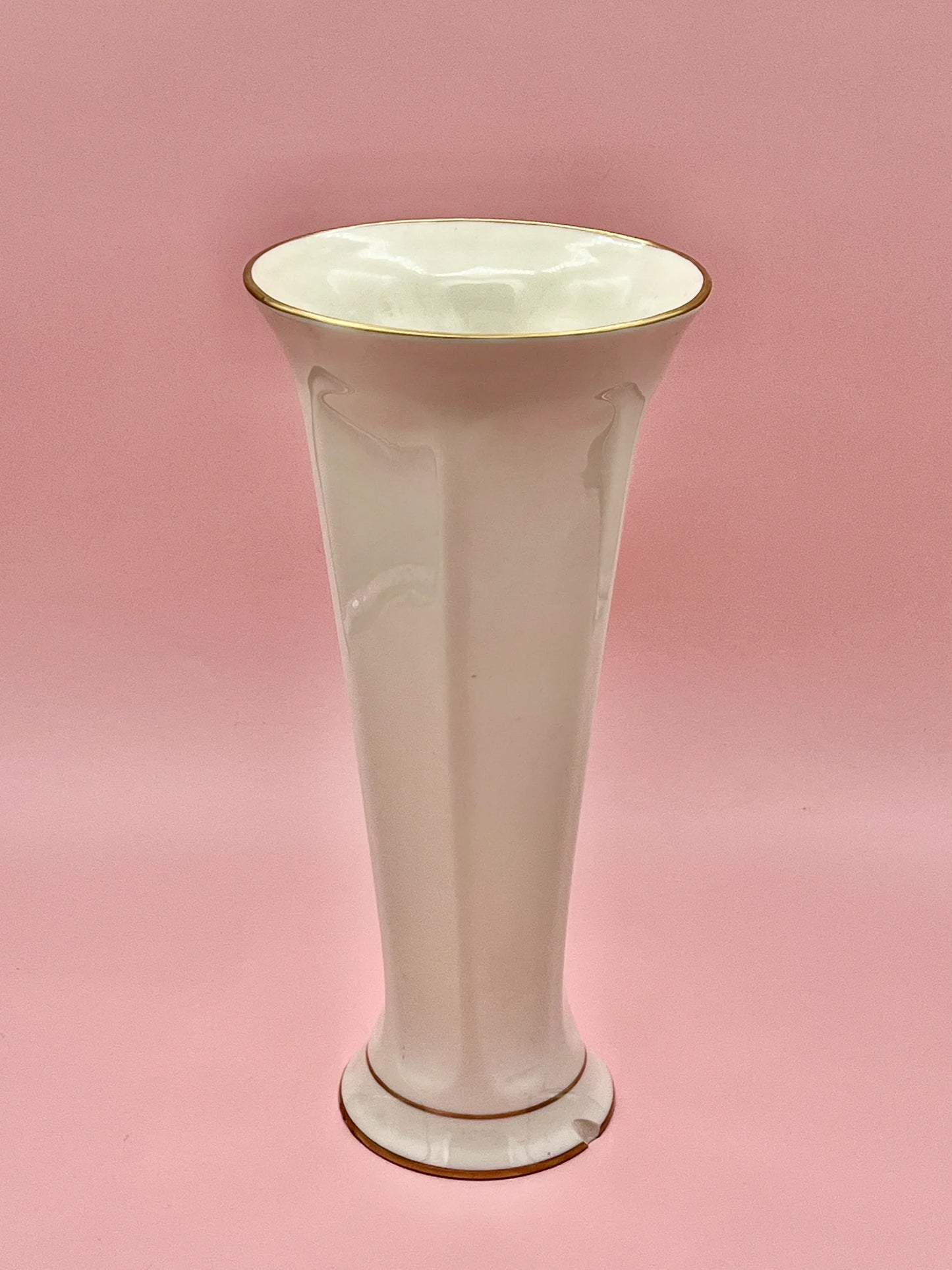 Vintage Pickard China Sweet Pea Floral Vase, 10-Inch, Made in USA, Gold Trim - Note Flaw