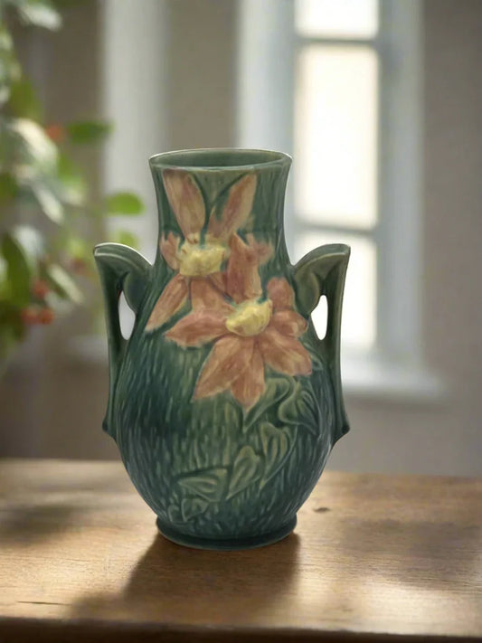 Roseville Pottery Clematis Double-Handled Vase