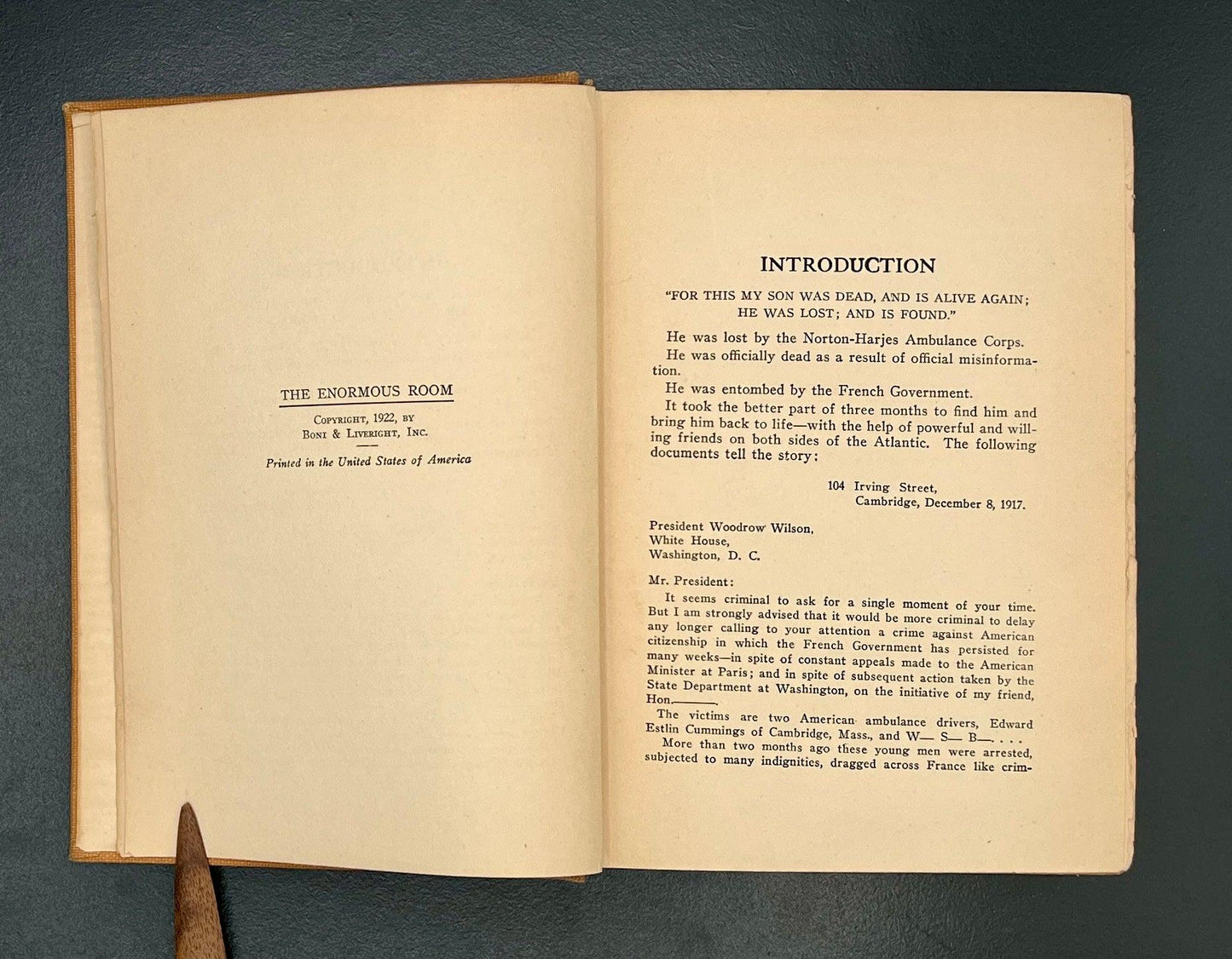 The Enormous Room, E.E. Cummings, 1922 1st Edition, 1st Printing - That’s My JAmm