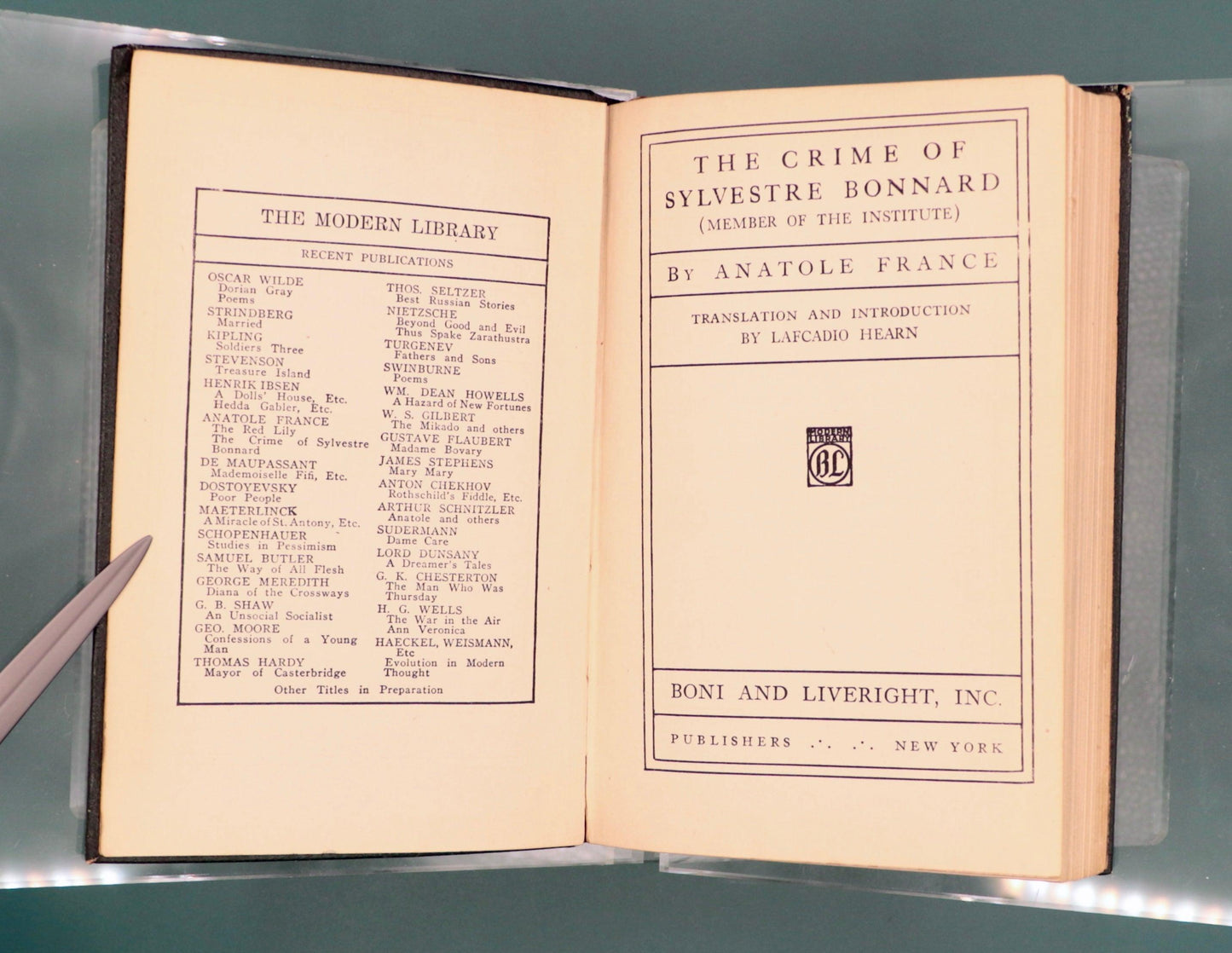 The Crime Of Sylvestre Bonnard, by Anatole France, 1917 Modern Library Edition - That’s My JAmm