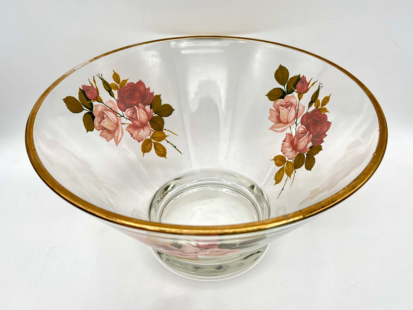 West Virginia Glass Radiant Rose 10.5" Salad Bowl with Oil & Vinegar Cruets - That’s My JAmm