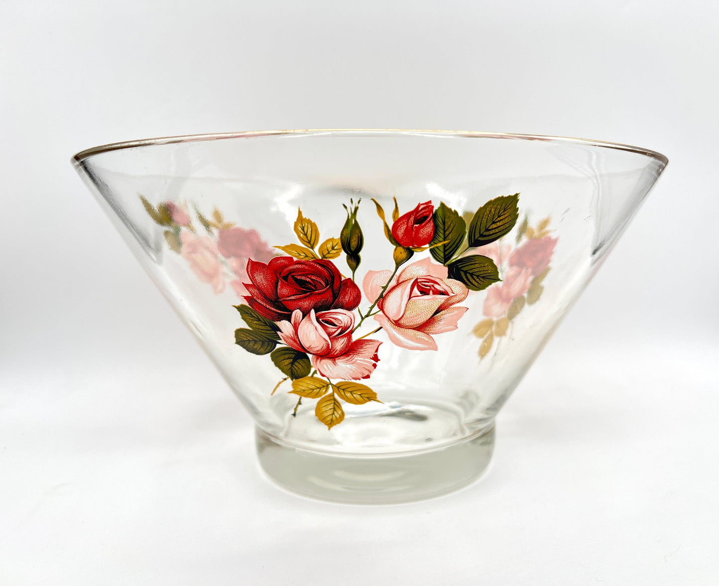 West Virginia Glass Radiant Rose 10.5" Salad Bowl with Oil & Vinegar Cruets - That’s My JAmm