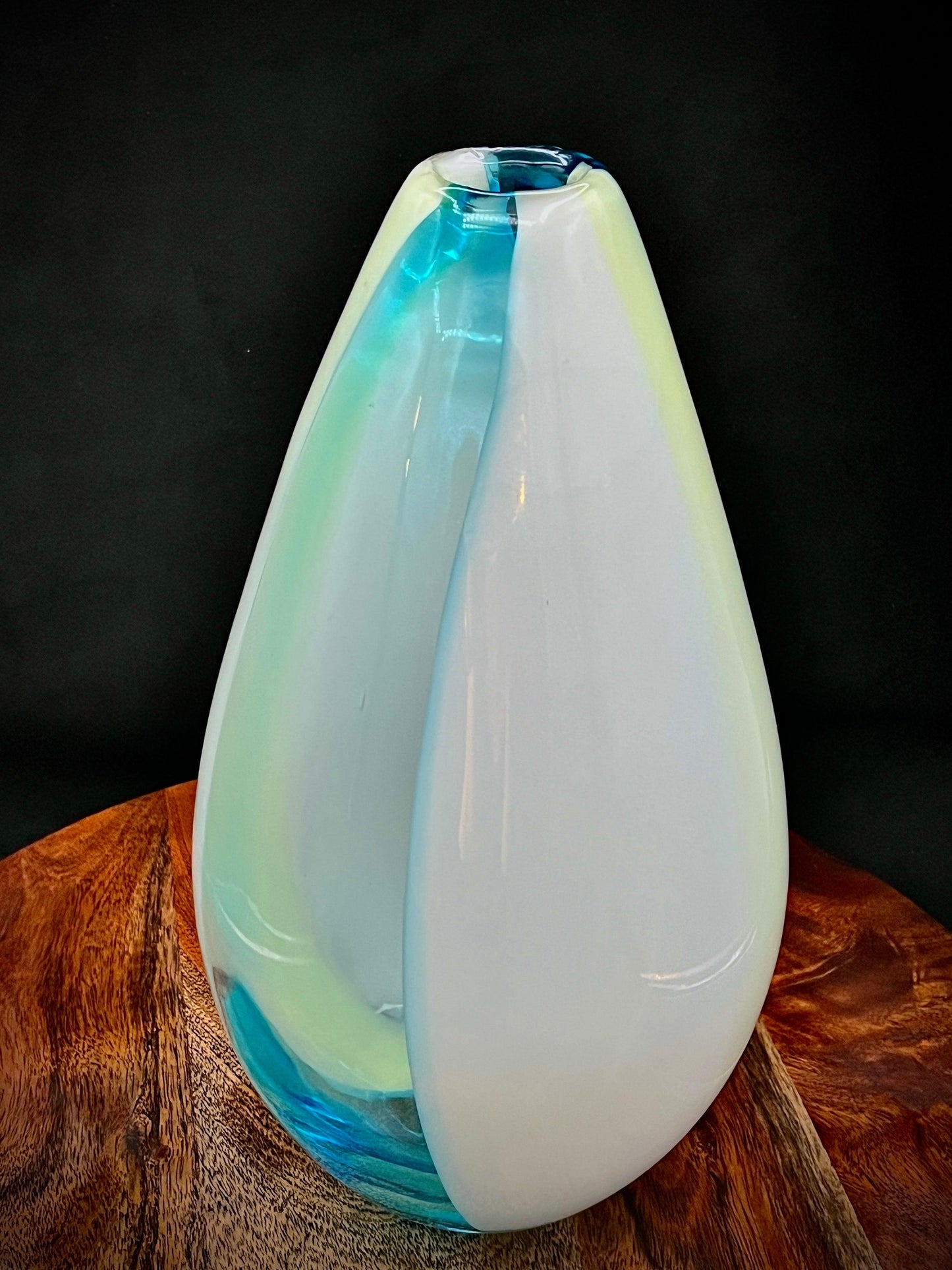 Carlo Moretti Italian Blue and Cream Striped Carousel Vase - That’s My JAmm