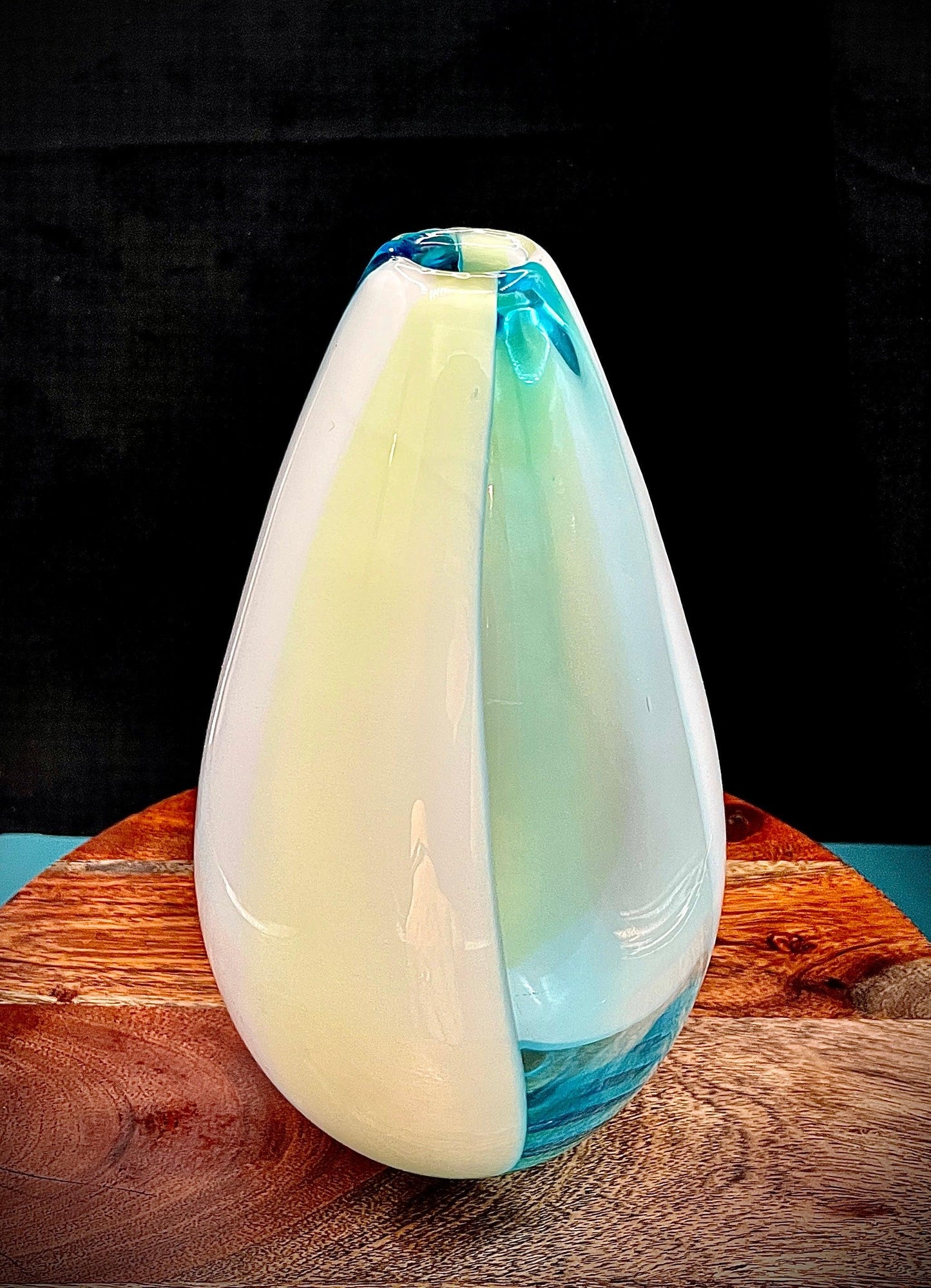 Carlo Moretti Italian Blue and Cream Striped Carousel Vase - That’s My JAmm