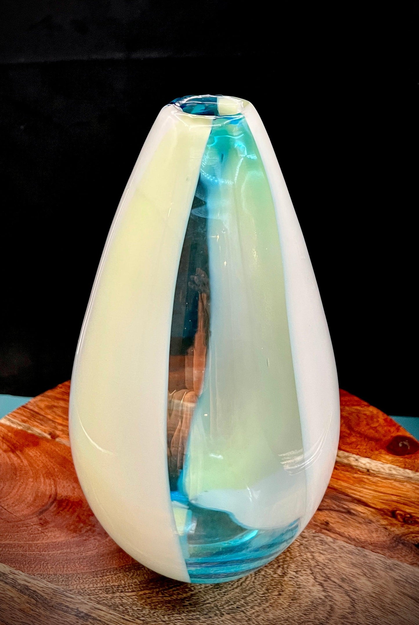 Carlo Moretti Italian Blue and Cream Striped Carousel Vase - That’s My JAmm