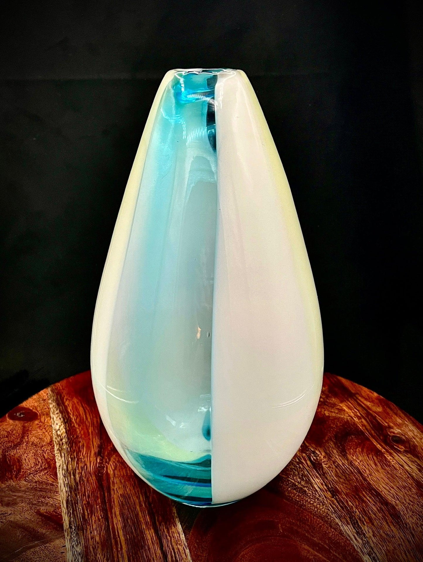 Carlo Moretti Italian Blue and Cream Striped Carousel Vase - That’s My JAmm