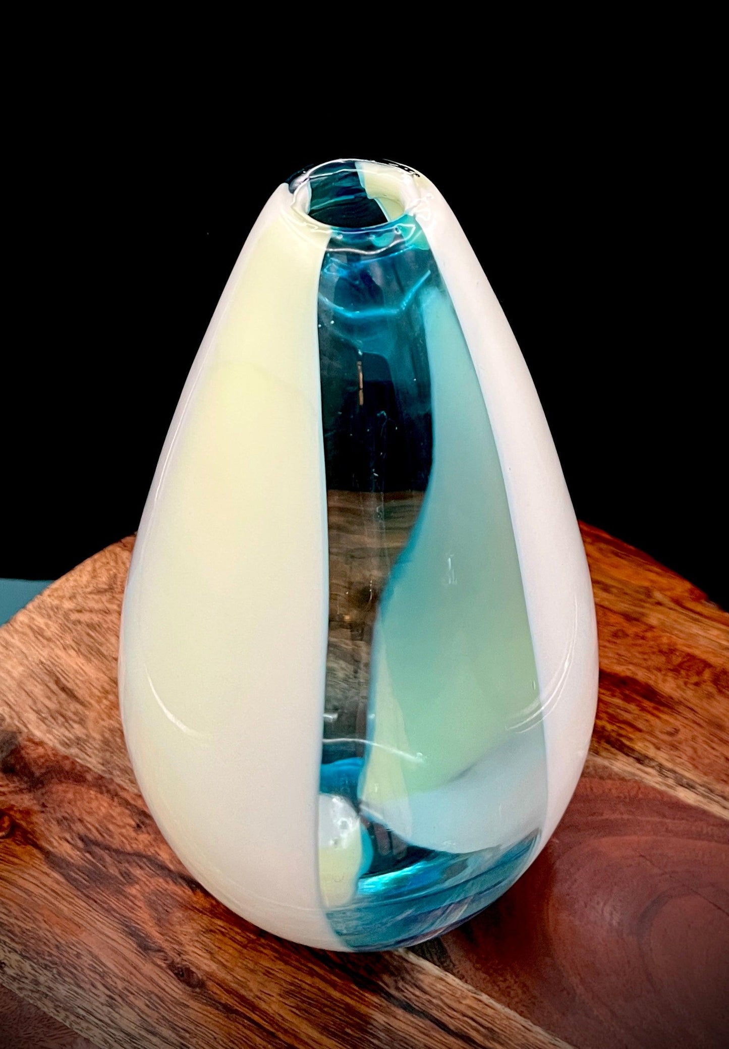 Carlo Moretti Italian Blue and Cream Striped Carousel Vase - That’s My JAmm