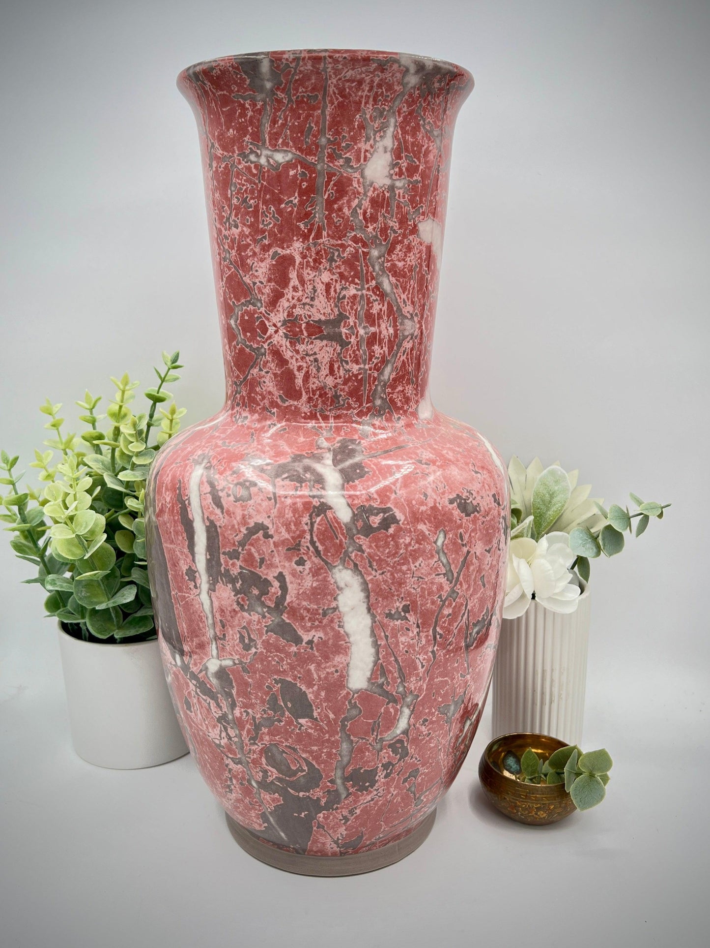 Italian Pink, Gray, and White Large Vase - That’s My JAmm