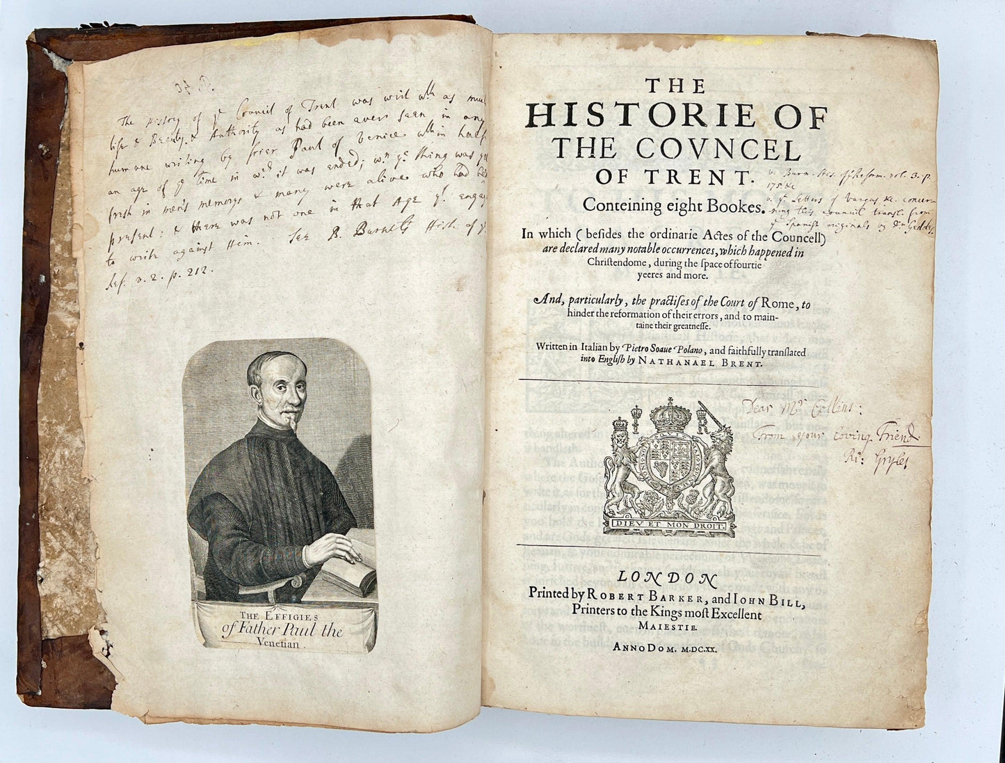 The Historie of the Councel of Trent, 1620 First English Edition w/ Inscriptions - That’s My JAmm