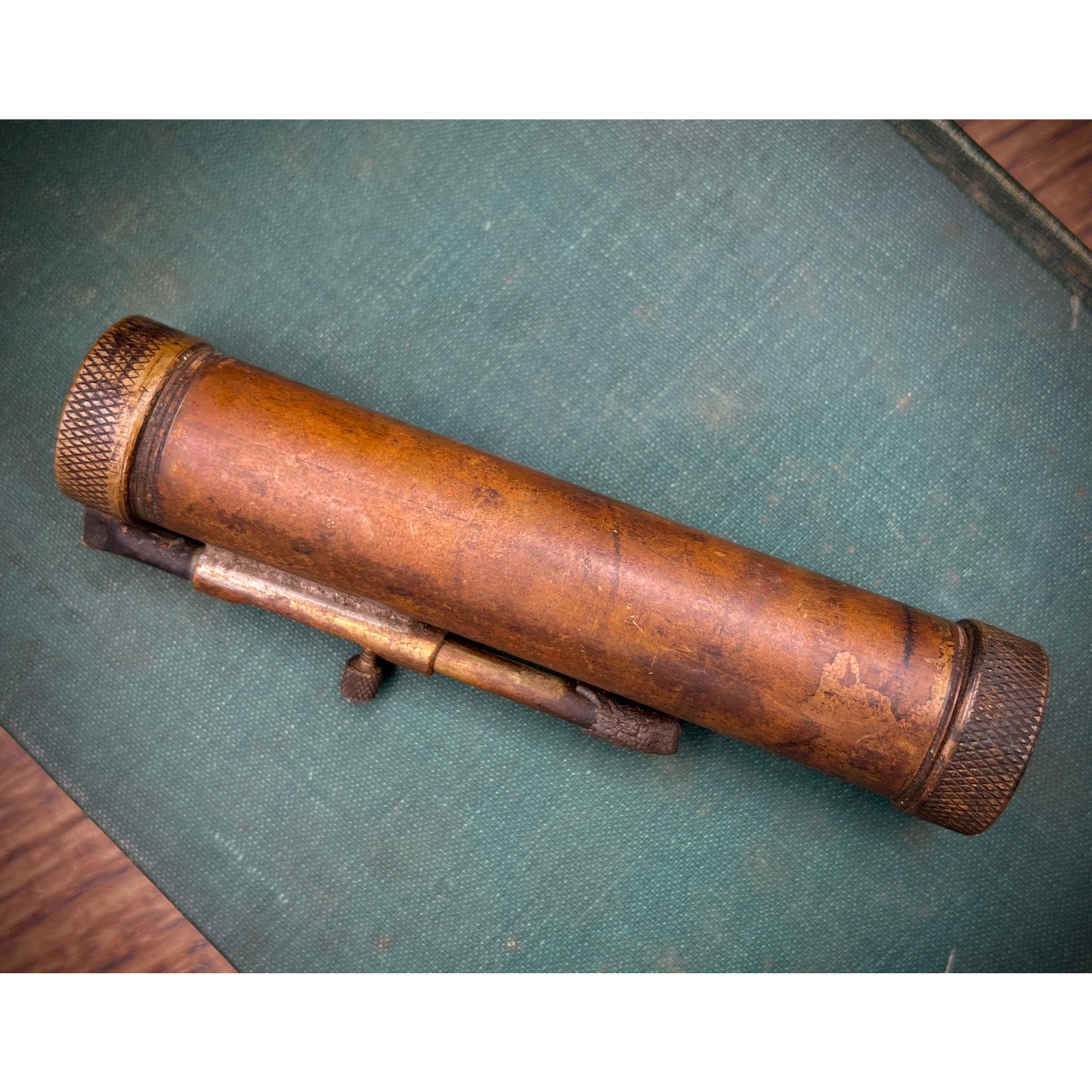 Vintage Solid Bronze Pocket Telescope Scope & Sight Level - Antique Brass Optic