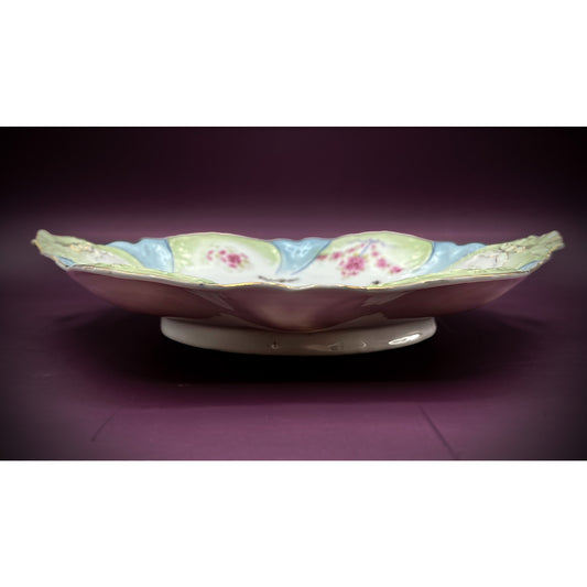 Carl Tielsch German Porcelain 12.5” Platter with Hand-Painted Floral Design and Scalloped Edge