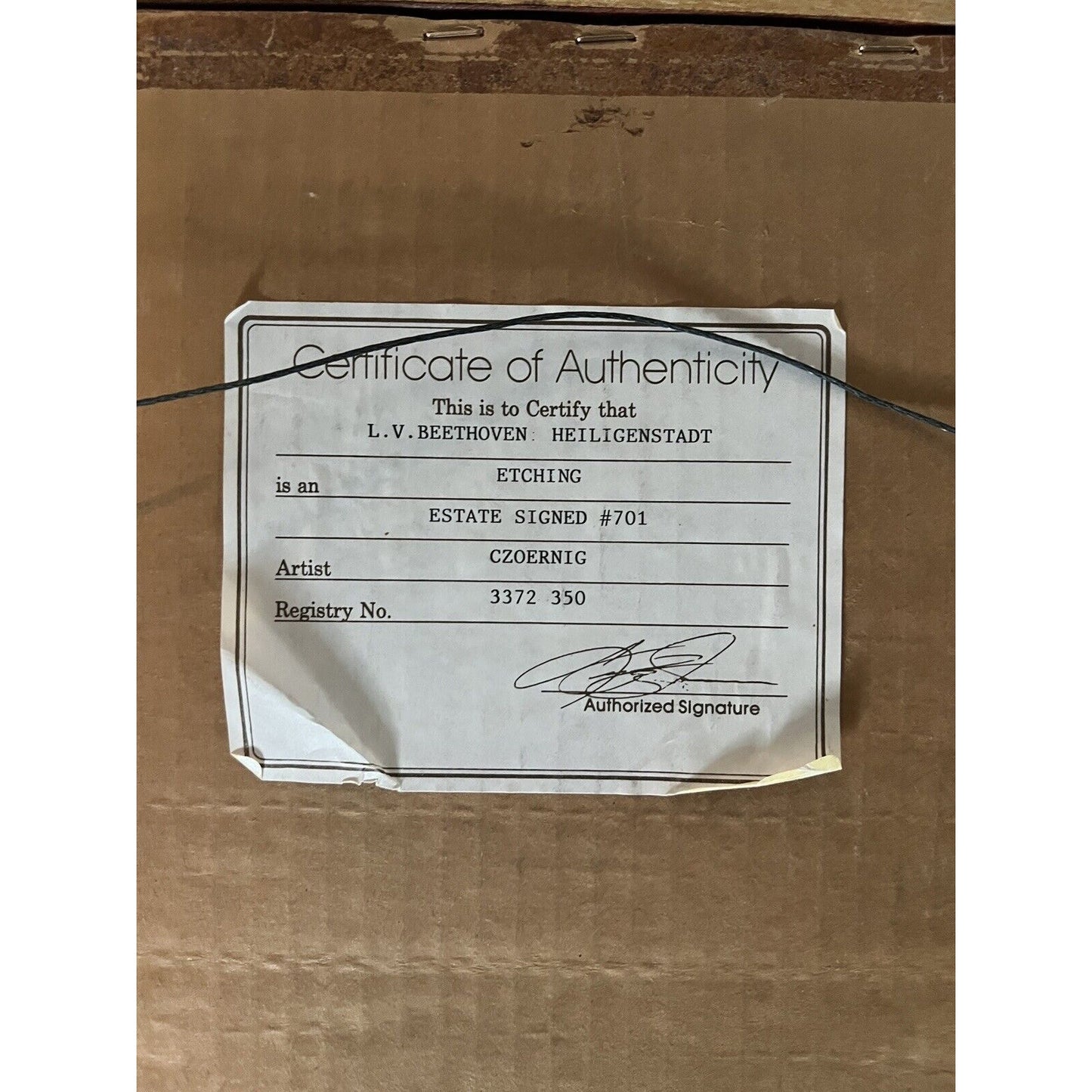 Czoernig Heiligenstadt, Pfarrplatz Etching with Beethoven’s Piano Sonata No.26
