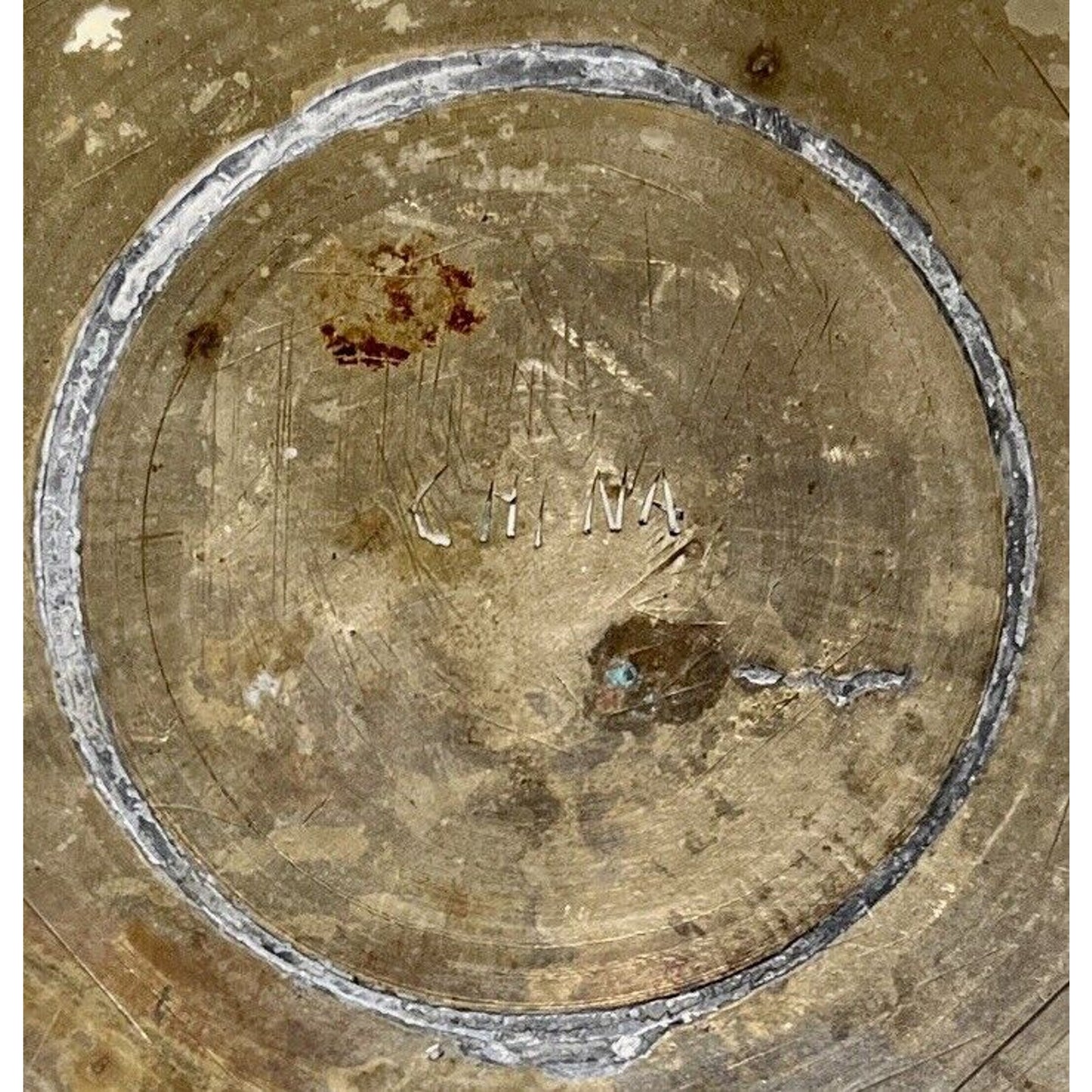 Antique Vintage Chinese Hand Engraved Brass Dragon Plate Dish 8 in. Diameter