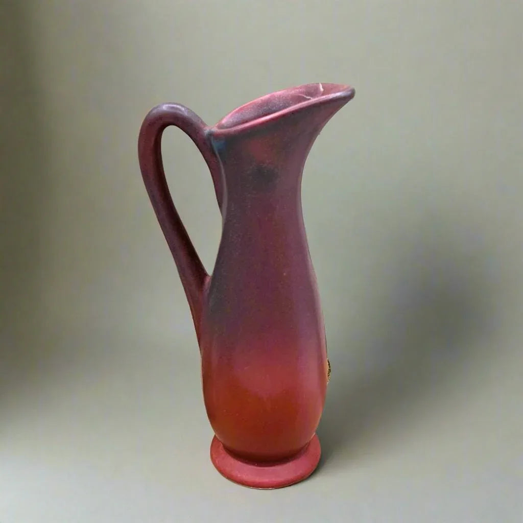 Van Briggle Pottery Matte Mulberry & Blue Art Nouveau Ewer Vase, 7"