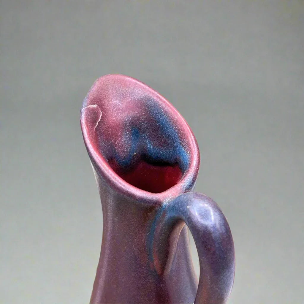 Van Briggle Pottery Matte Mulberry & Blue Art Nouveau Ewer Vase, 7"