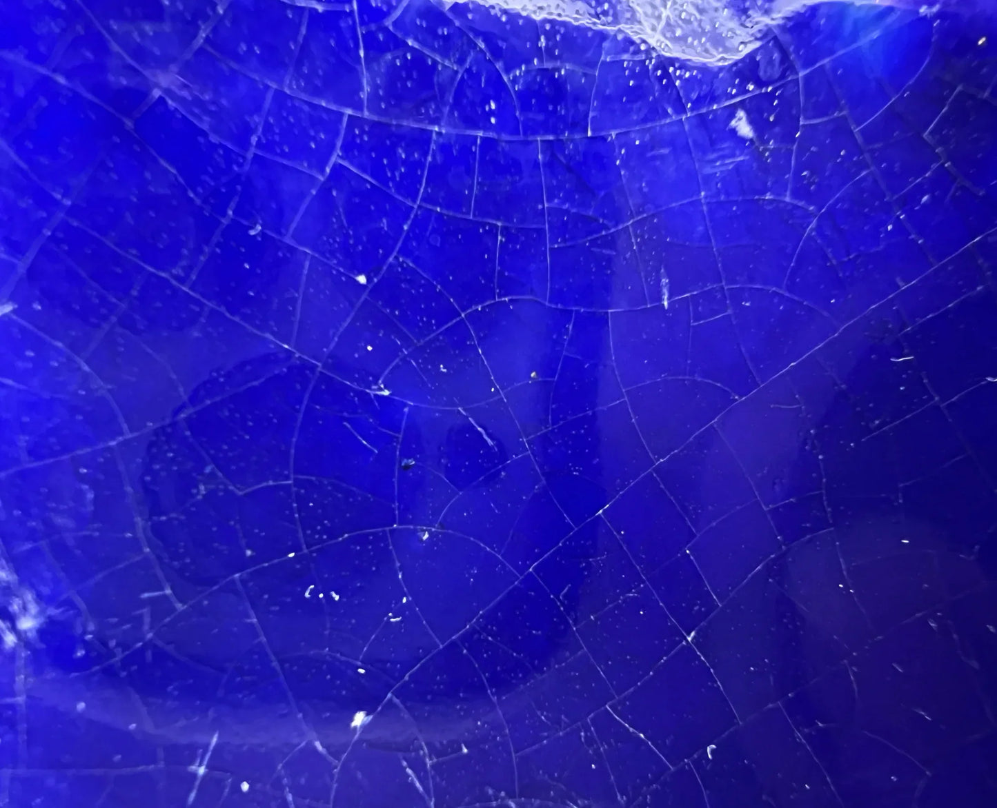 Crackled blue glass