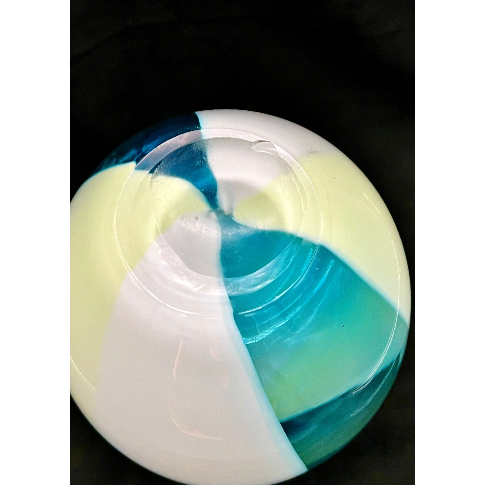 Carlo Moretti Italian Blue and Cream Striped Carousel Vase