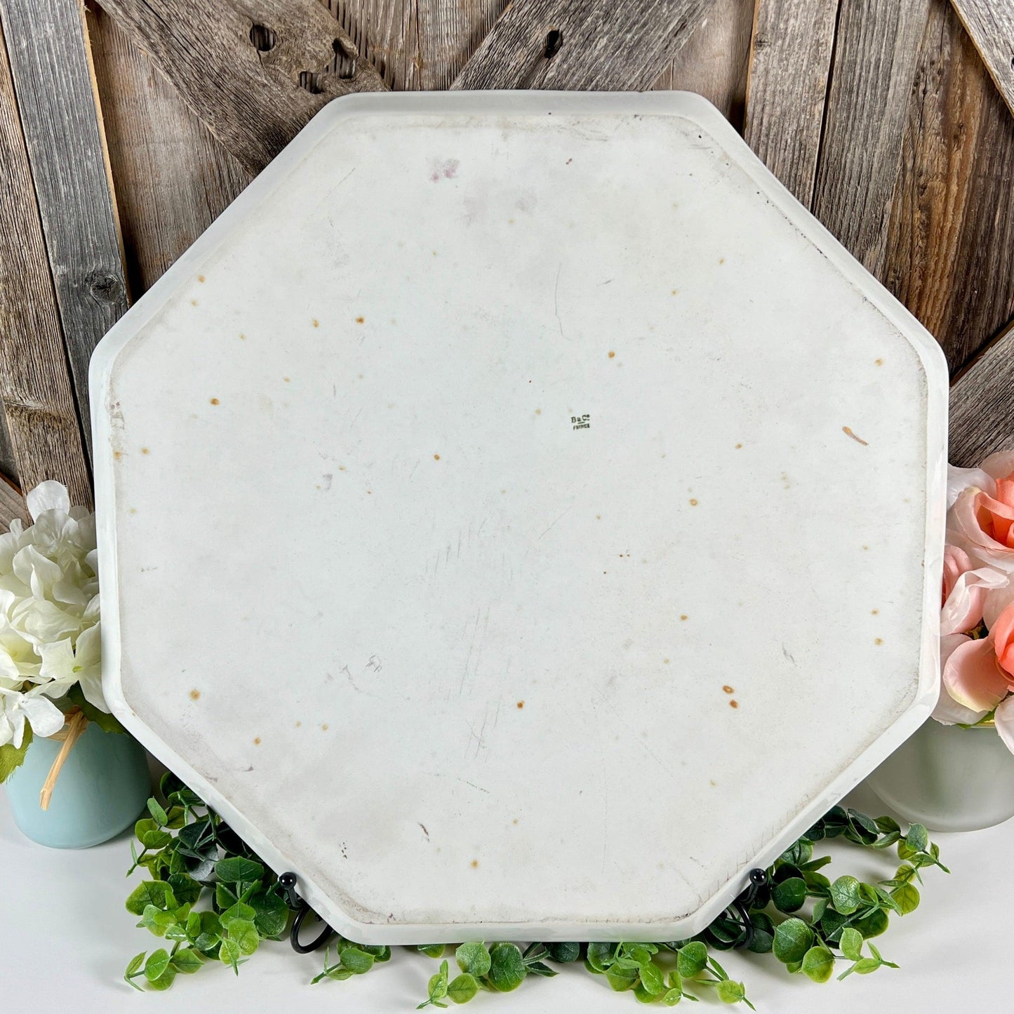 Limoges Bernardaud "B & Co" Stamped Floral Dresser Tray with Gold Trim