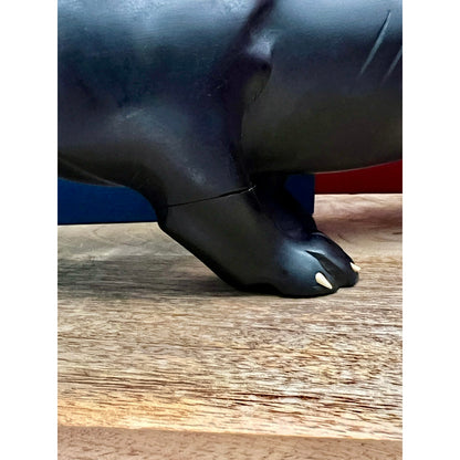 Mid-Century Hand-Carved 11.5” Black Panther Ebony Wood Statue