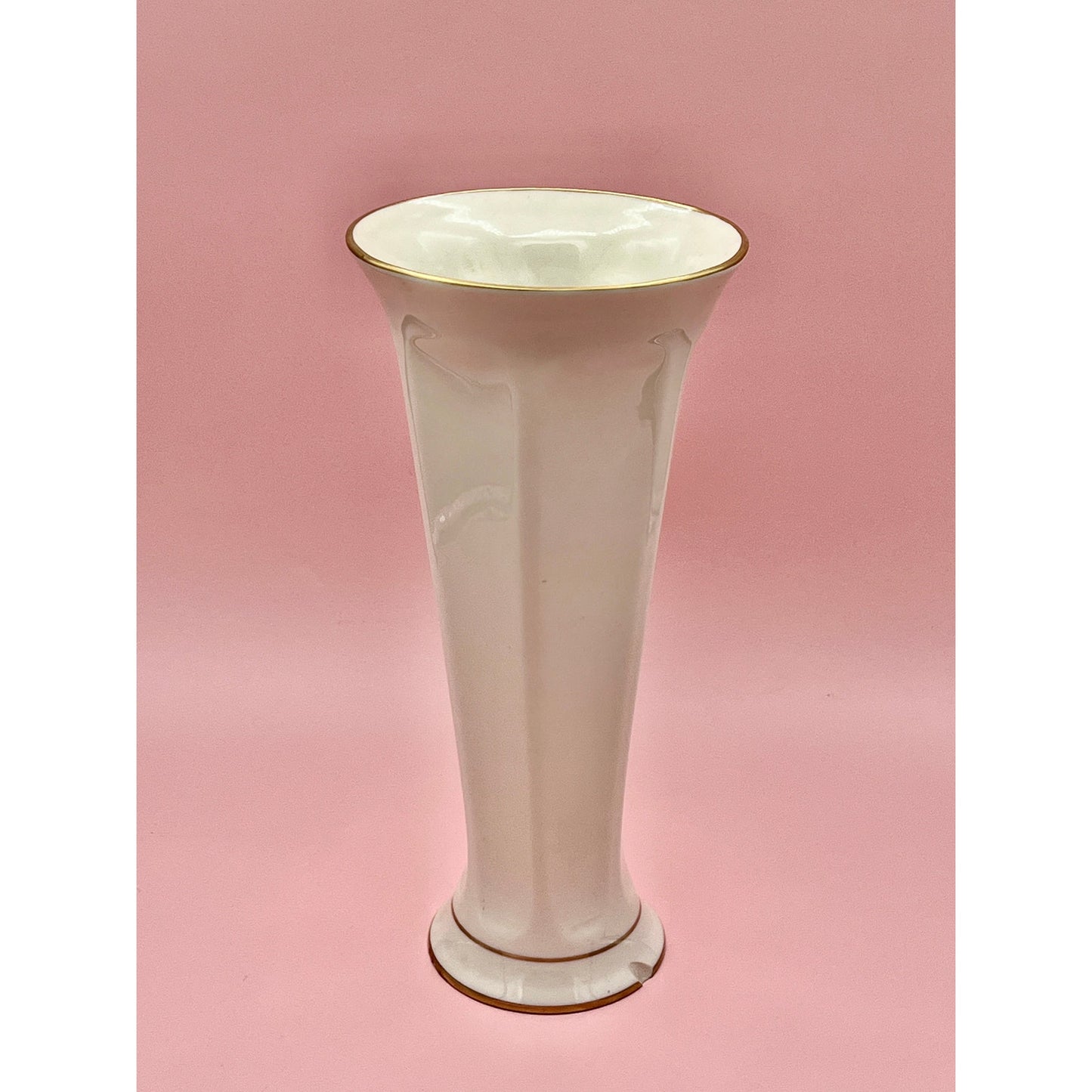 Vintage Pickard China Sweet Pea Floral Vase, 10-Inch, Made in USA, Gold Trim - Note Flaw