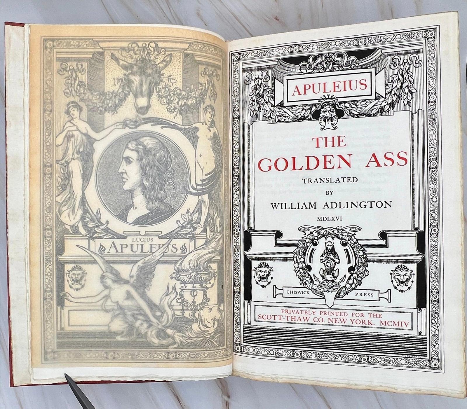 Title page of The Golden Ass, printed in 1904 by Chiswick Press for Scott-Thaw Co., New York.