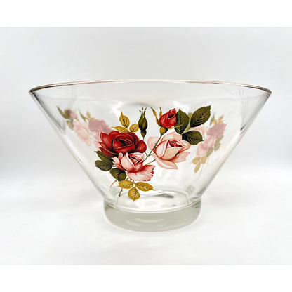 West Virginia Glass Radiant Rose 10.5” Salad Bowl with Oil & Vinegar Cruets