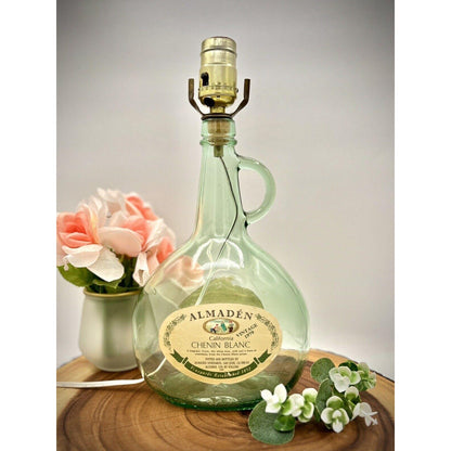 Vintage French Wine Green Glass Bottle Table Lamp