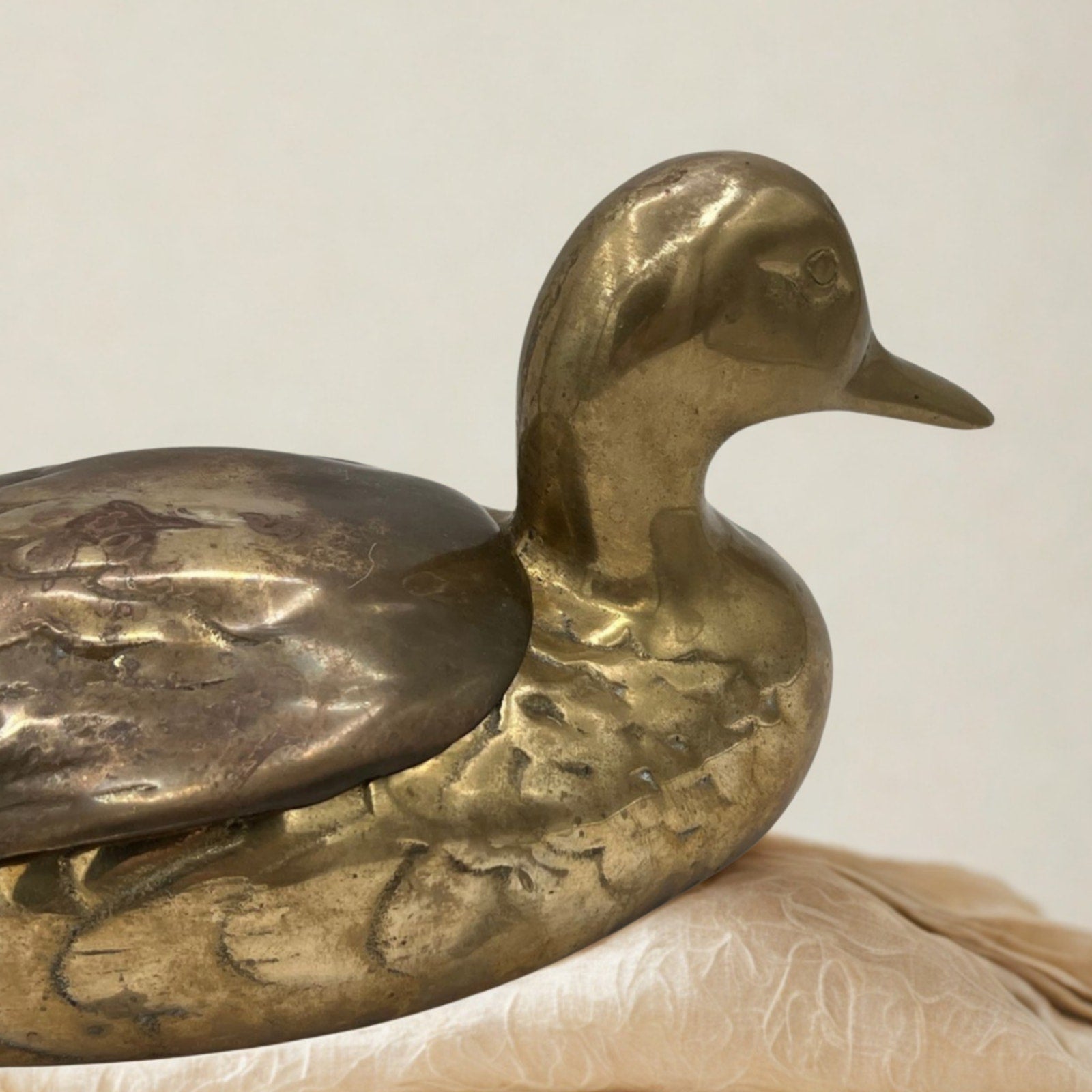 Vintage Brass Duck Trinket Box Decorative Storage 11 in Collectible