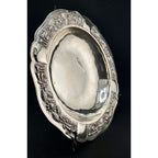 Maciel Mexico 925 sterling silver bowl with ornate repousse floral border, rare mid-century centerpiece.