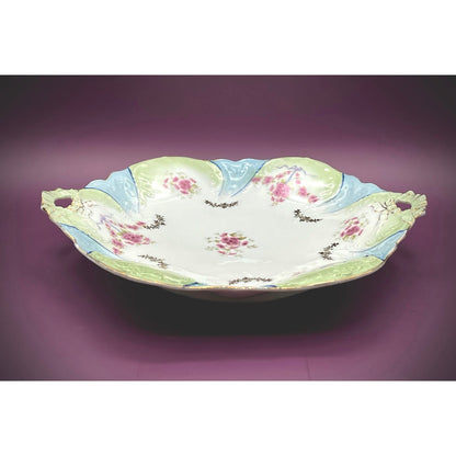 Carl Tielsch German Porcelain 12.5” Platter with Hand-Painted Floral Design and Scalloped Edge