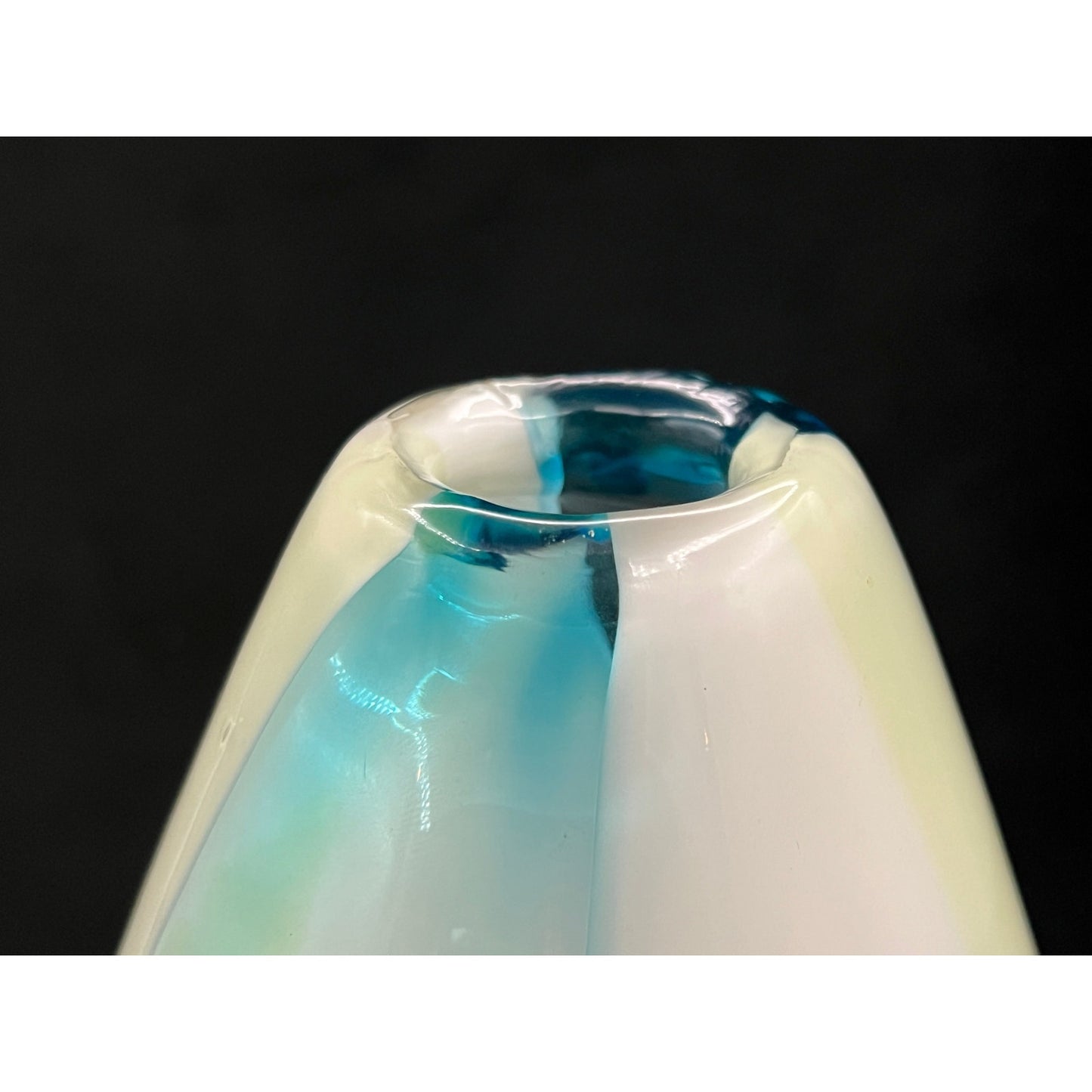 Carlo Moretti Italian Blue and Cream Striped Carousel Vase