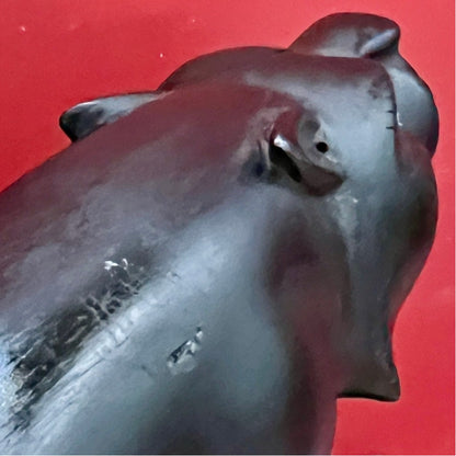 Mid-Century Hand-Carved 11.5” Black Panther Ebony Wood Statue