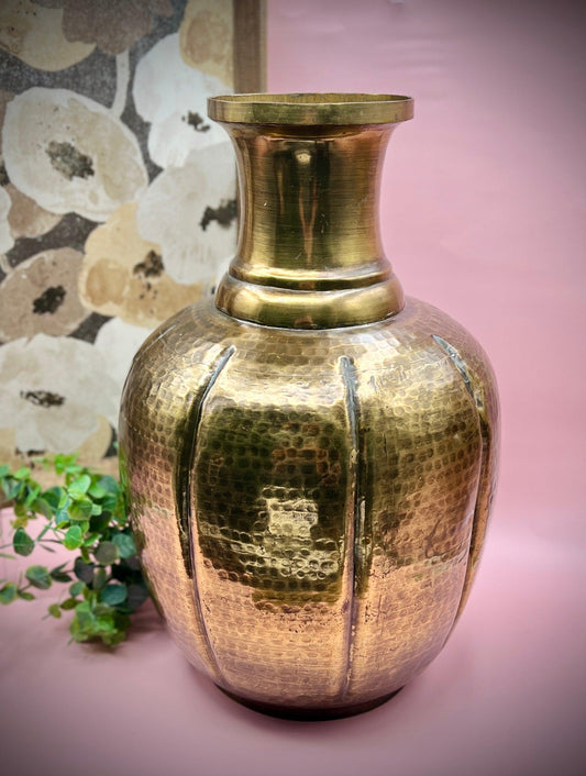 Stunning Vintage 16” Hammered Brass Vase – Perfect for Elegant Decor - That’s My JAmm