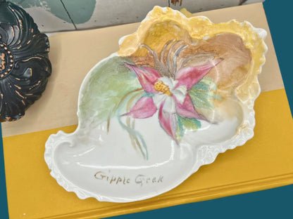 Cripple Creek Hand-Painted Porcelain Dish – Floral Design – Collectible
