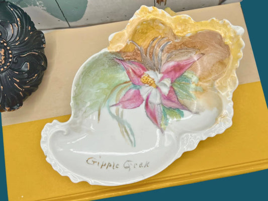 Cripple Creek Hand-Painted Porcelain Dish – Floral Design – Collectible