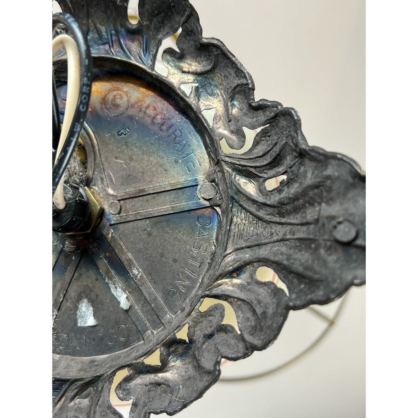 Vintage Hurricane Lamp with Floral Design and Ornate Metal Base - Antique Style Oil Lamp