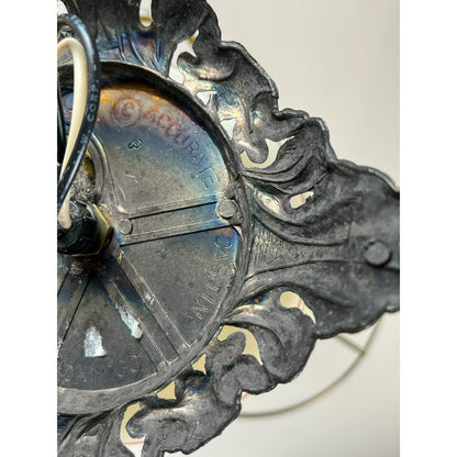 Vintage Hurricane Lamp with Floral Design and Ornate Metal Base - Antique Style Oil Lamp