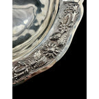 Maciel Mexico 925 silver bowl featuring a rare repousse floral border and botanical relief.