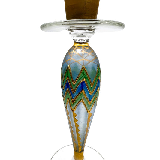 Nagel Hand Painted Glass Candlestick - Vintage German Craftsmanship
